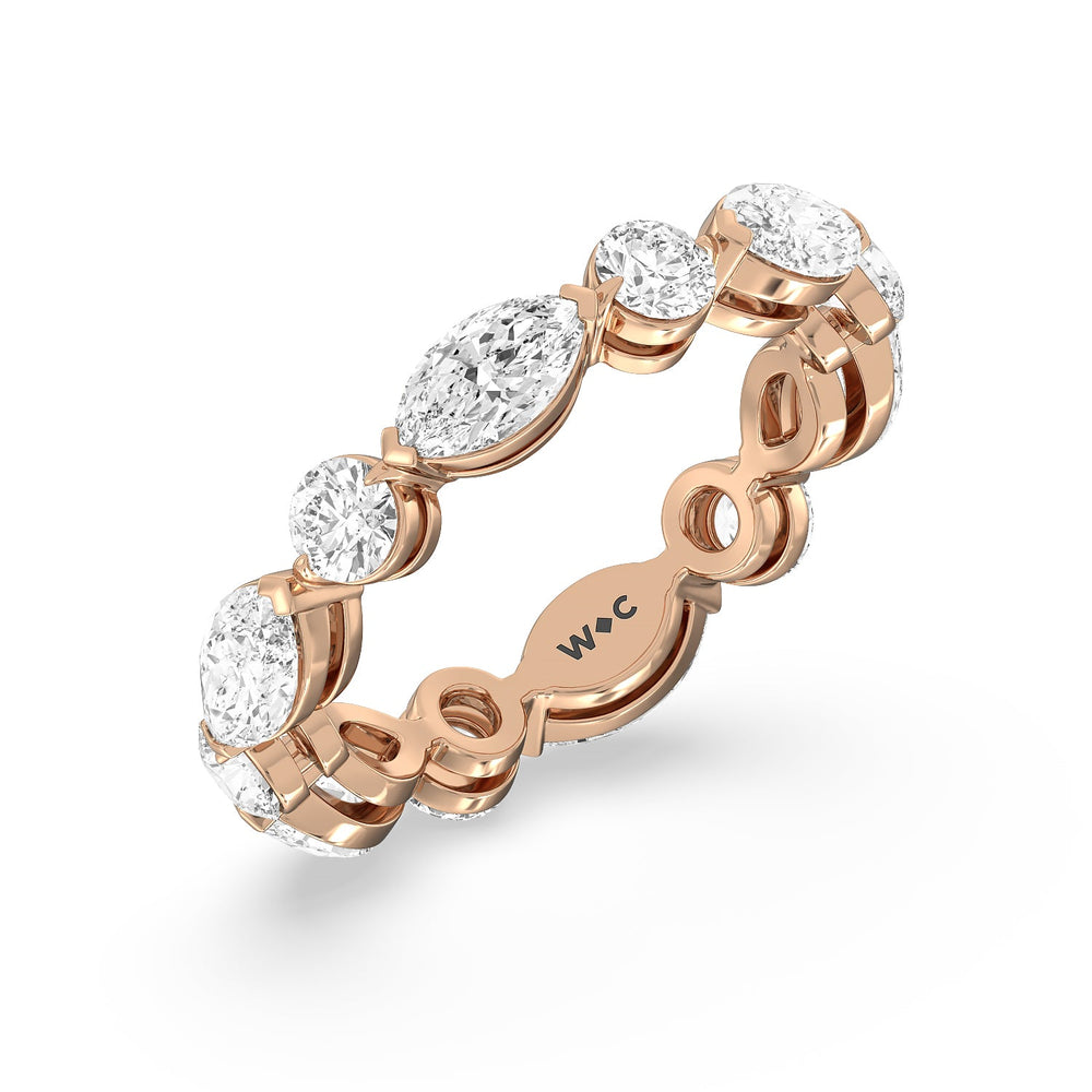 East-West Marquise and Round Eternity Ring with 18KT Rose Gold / Lab / 2 1/2 Cut Diamond in 14KT Rose Gold / Lab / 2 1/2 view 3
