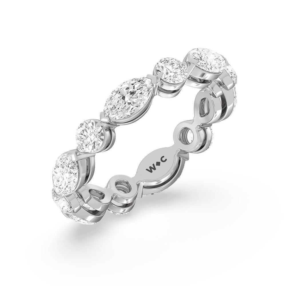 East-West Marquise and Round Eternity Ring with 18KT White Gold / Lab / 2 1/2 Cut Diamond in 14KT White Gold / Lab / 2 1/2 view 3
