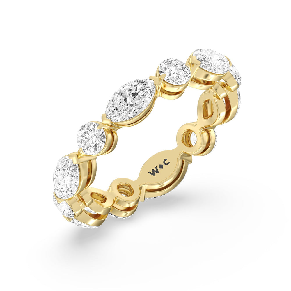 East-West Marquise and Round Eternity Ring with 18KT Yellow Gold / Lab / 2 1/2 Cut Diamond in 14KT Yellow Gold / Lab / 2 1/2 view 3

