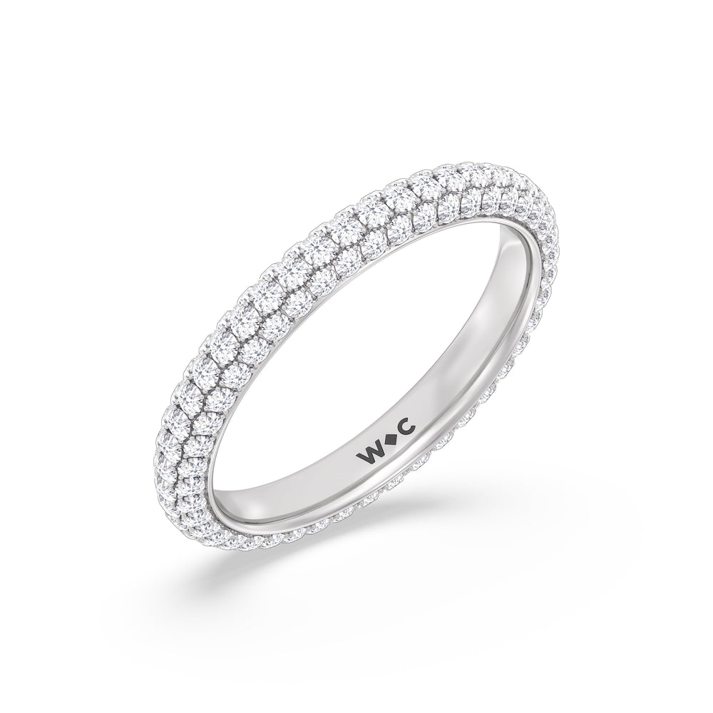 Elegance Slim Dome Eternity Ring with 18KT White Gold / Lab / 1 1/2 Cut Diamond in 14KT White Gold / Lab / 1 1/2 view 3
