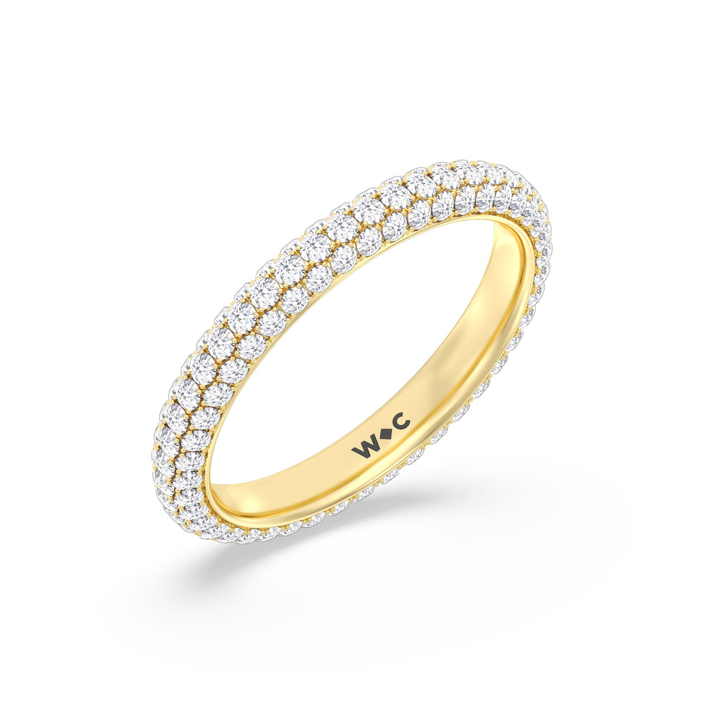 Elegance Slim Dome Eternity Ring with 18KT Yellow Gold / Lab / 1 1/2 Cut Diamond in 14KT Yellow Gold / Lab / 1 1/2 view 3
