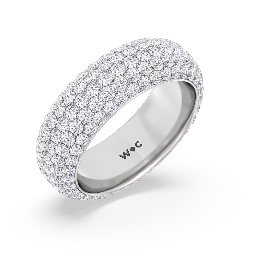 Elegance Wide Dome Eternity Ring with 18KT White Gold / Lab / 4 Cut Diamond in 14KT White Gold / Lab / 4 view 3
