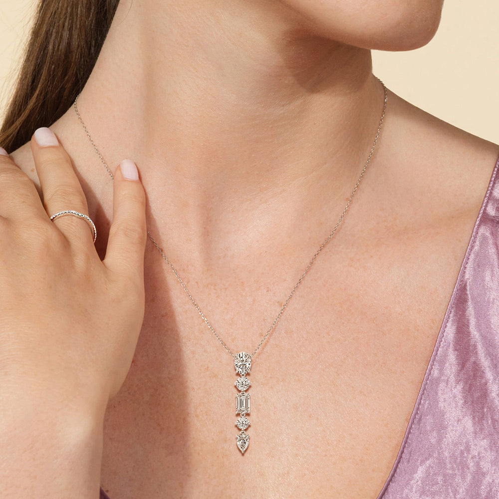 Model Wearing Elegance Fancy Shape Dangler Necklace view