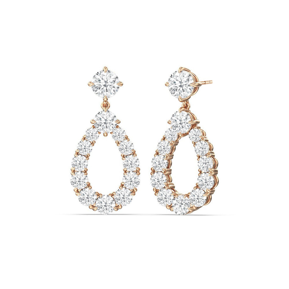 Elegance Tear Drop Earrings with 18KT Rose Gold / Lab / 7 3/4 Cut Diamond in 14KT Rose Gold / Lab / 7 3/4 view 1
