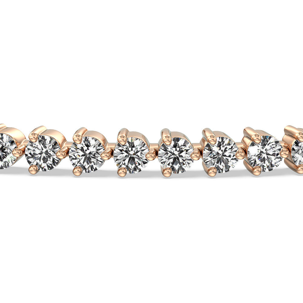 Three Prong Lab Diamond Tennis Bracelet with 2 Cut Diamond in 14KT Rose Gold view 4
