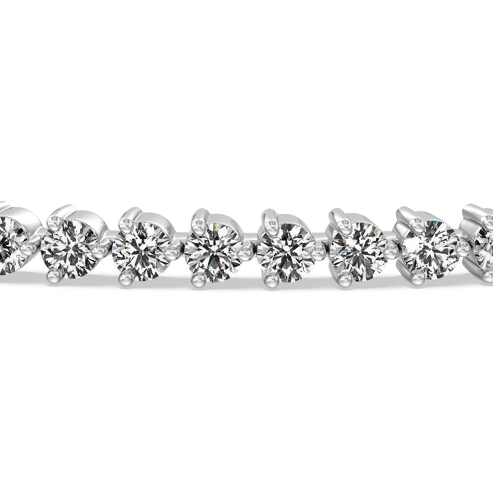 Three Prong Lab Diamond Tennis Bracelet with 2 Cut Diamond in 14KT White Gold view 4
