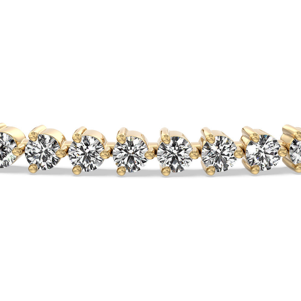 Three Prong Lab Diamond Tennis Bracelet with 2 Cut Diamond in 14KT Yellow Gold view 4
