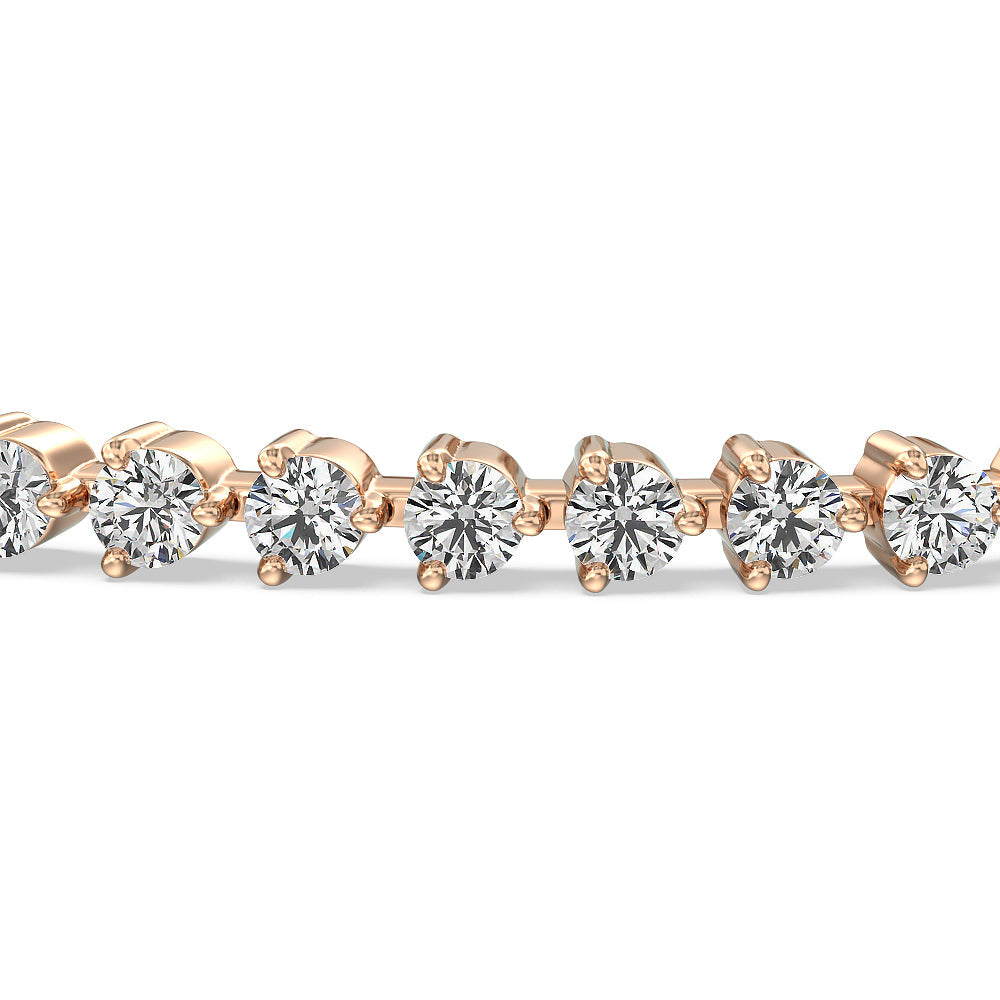 Three Prong Lab Diamond Tennis Bracelet with 2 5/8 Cut Diamond in 14KT Rose Gold view 4
