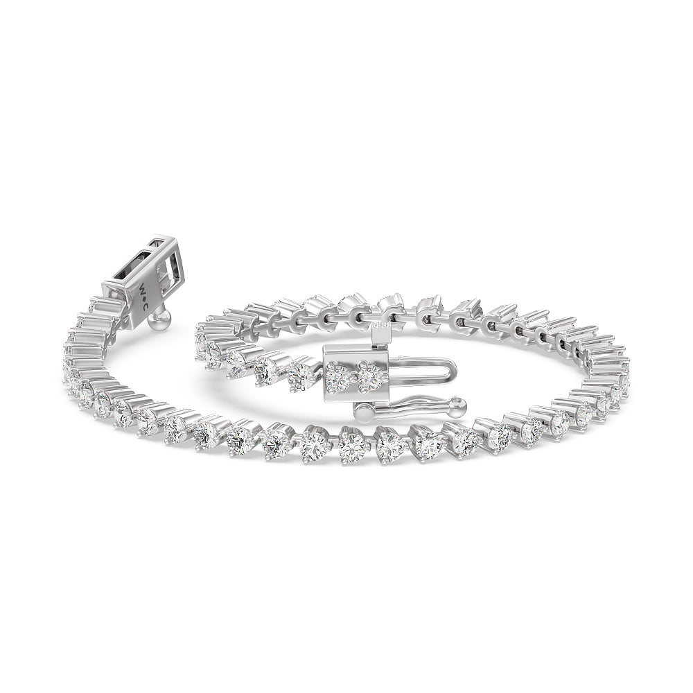 Three Prong Lab Diamond Tennis Bracelet with 2 5/8 Cut Diamond in 14KT White Gold view 3
