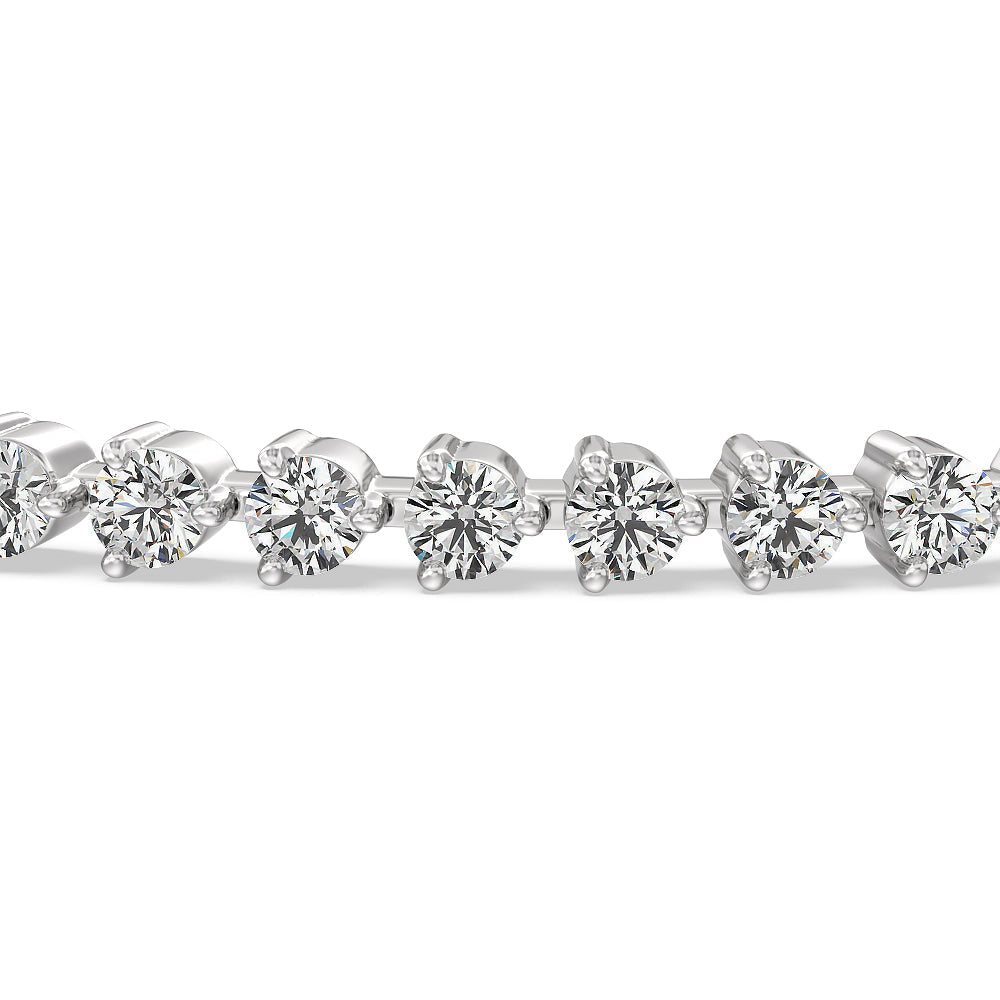 Three Prong Lab Diamond Tennis Bracelet with 2 5/8 Cut Diamond in 14KT White Gold view 4
