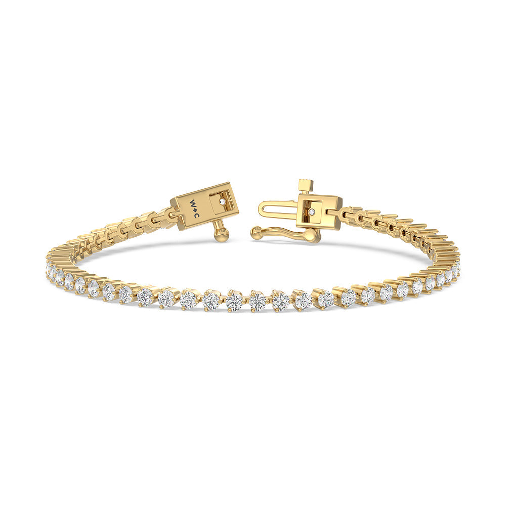 Three Prong Lab Diamond Tennis Bracelet with 2 5/8 Cut Diamond in 14KT Yellow Gold view 2
