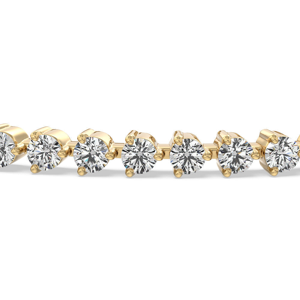 Three Prong Lab Diamond Tennis Bracelet with 2 5/8 Cut Diamond in 14KT Yellow Gold view 4
