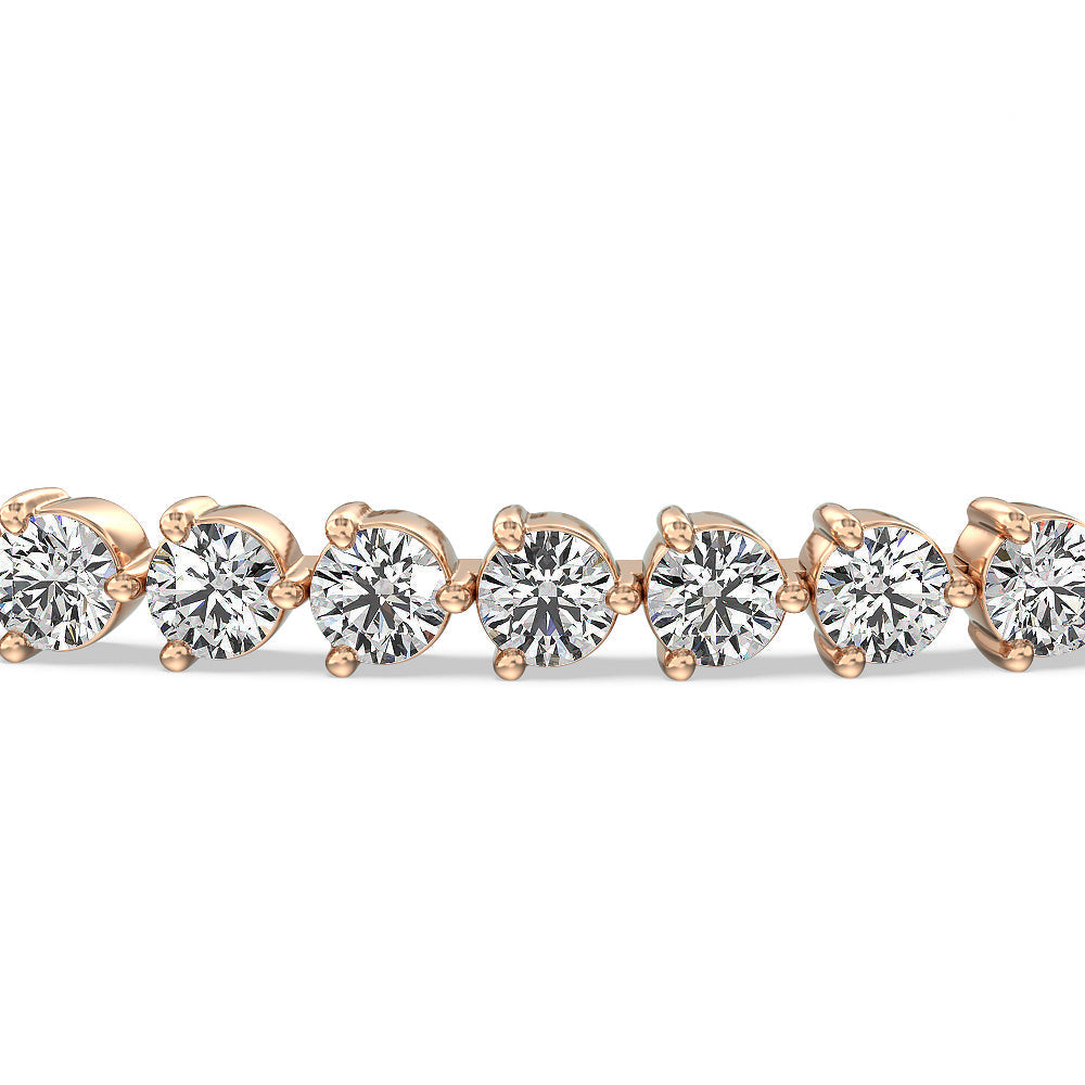 Three Prong Lab Diamond Tennis Bracelet with 5 Cut Diamond in 14KT Rose Gold view 4
