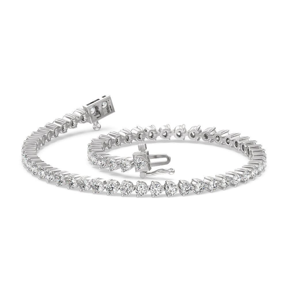 Three Prong Lab Diamond Tennis Bracelet with 5 Cut Diamond in 14KT White Gold view 3

