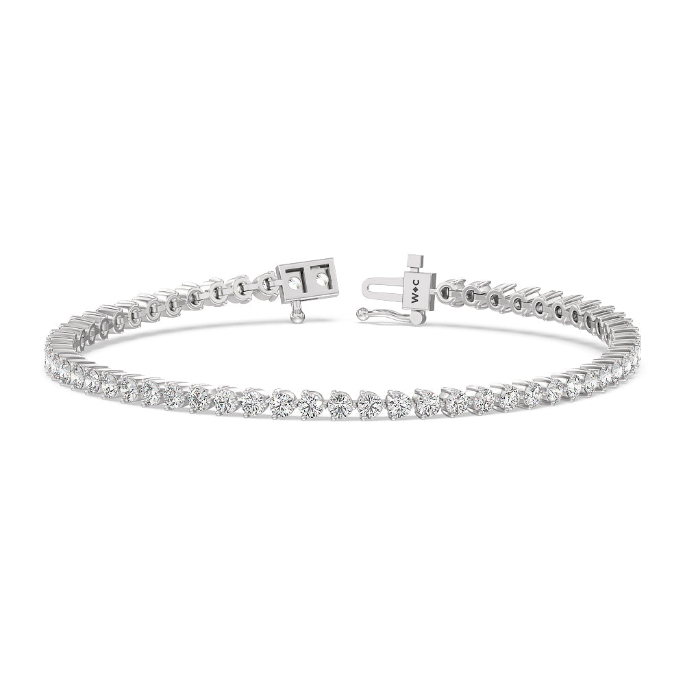 Three Prong Lab Diamond Tennis Bracelet with 5 Cut Diamond in 14KT White Gold view 2
