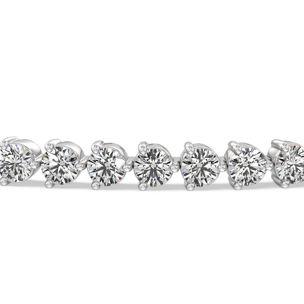 Three Prong Lab Diamond Tennis Bracelet with 5 Cut Diamond in 14KT White Gold view 4
