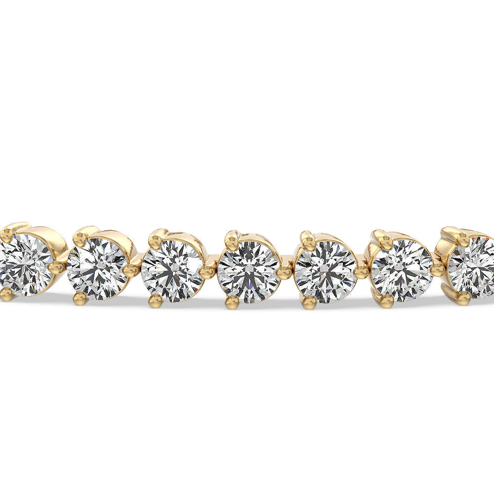 Three Prong Lab Diamond Tennis Bracelet with 5 Cut Diamond in 14KT Yellow Gold view 4

