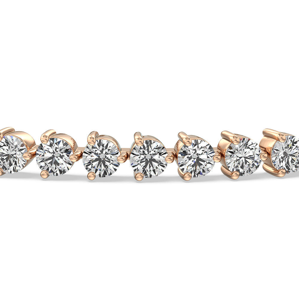 Three Prong Lab Diamond Tennis Bracelet with 6 1/2 Cut Diamond in 14KT Rose Gold view 4
