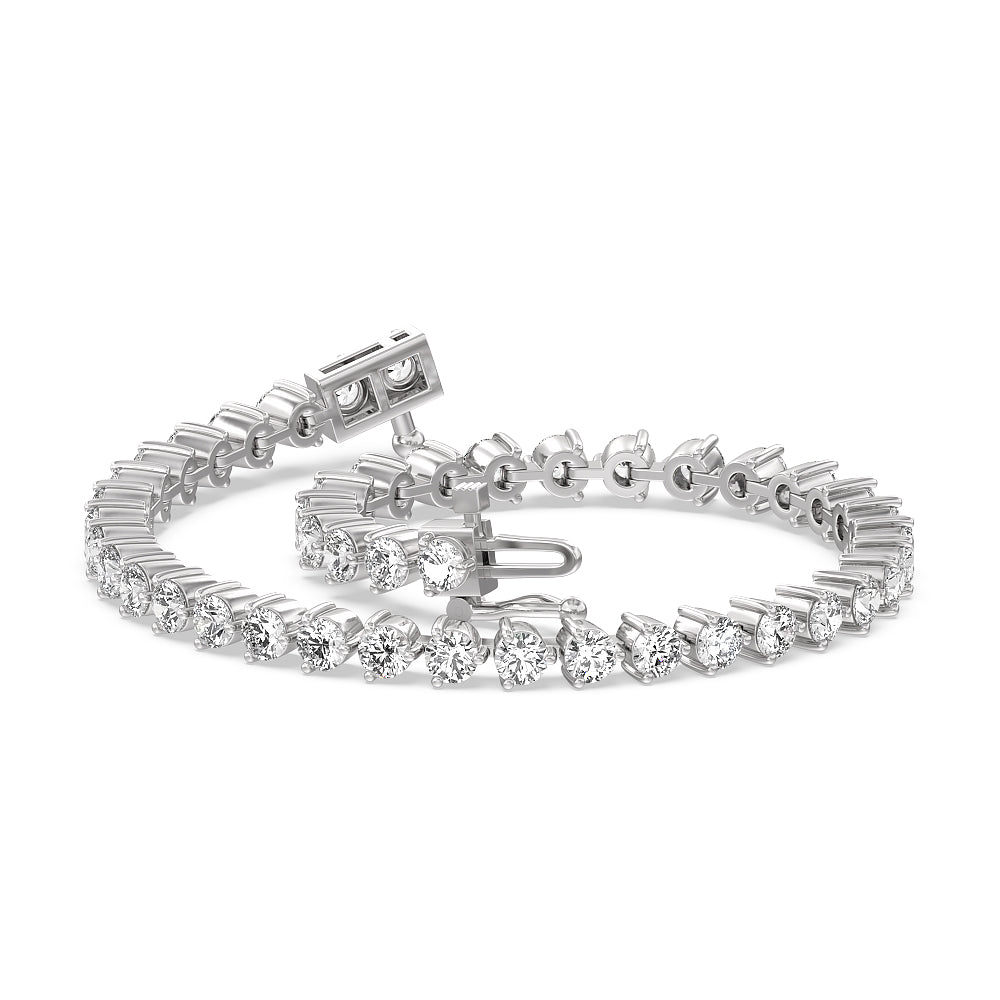 Three Prong Lab Diamond Tennis Bracelet with 6 1/2 Cut Diamond in 14KT White Gold view 3
