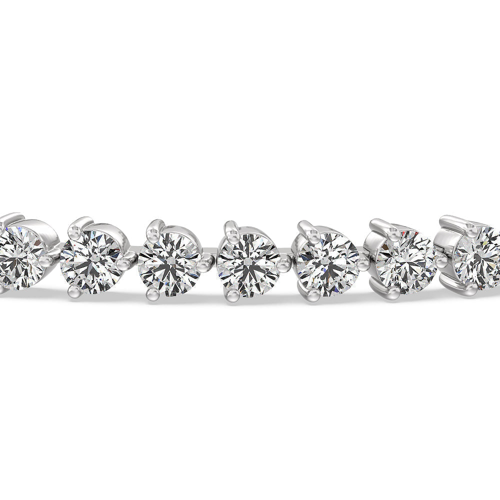 Three Prong Lab Diamond Tennis Bracelet with 6 1/2 Cut Diamond in 14KT White Gold view 4

