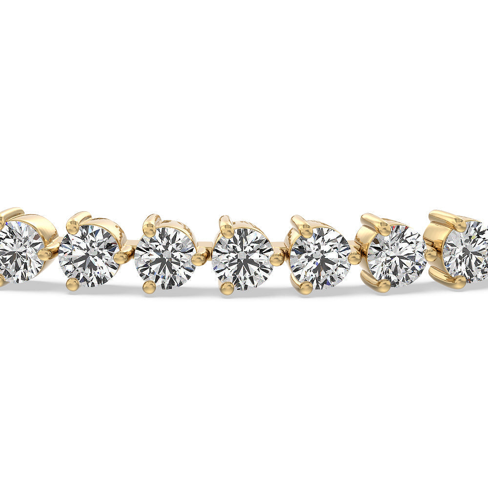 Three Prong Lab Diamond Tennis Bracelet with 6 1/2 Cut Diamond in 14KT Yellow Gold view 4
