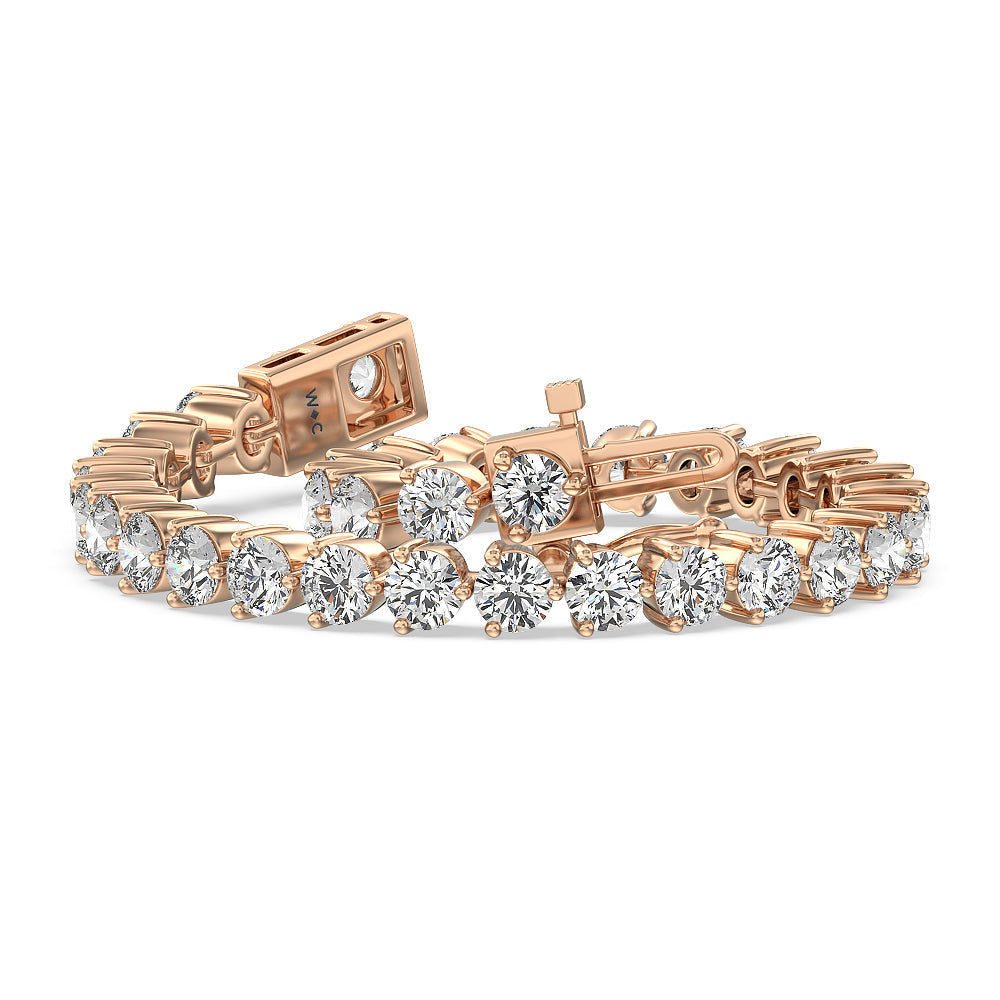Three Prong Lab Diamond Tennis Bracelet with 11 Cut Diamond in 14KT Rose Gold view 3
