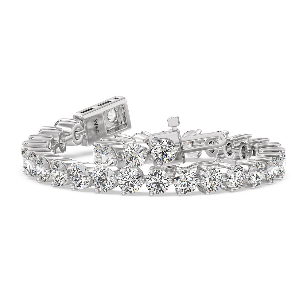 Three Prong Lab Diamond Tennis Bracelet with 11 Cut Diamond in 14KT White Gold view 3
