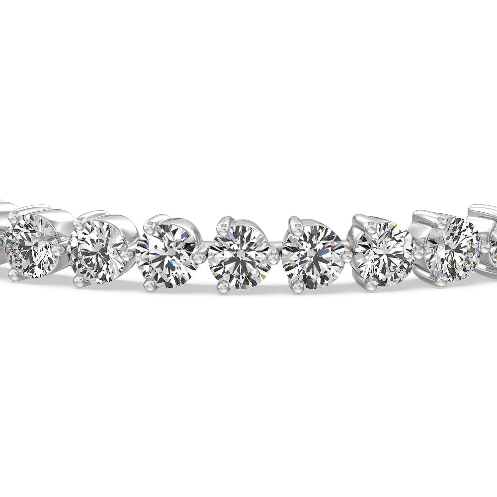 Three Prong Lab Diamond Tennis Bracelet with 11 Cut Diamond in 14KT White Gold view 4
