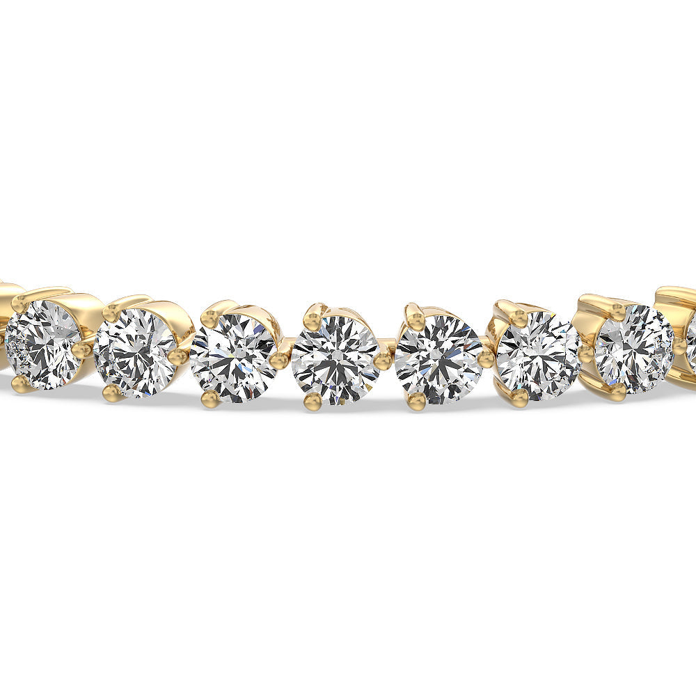 Three Prong Lab Diamond Tennis Bracelet with 11 Cut Diamond in 14KT Yellow Gold view 4
