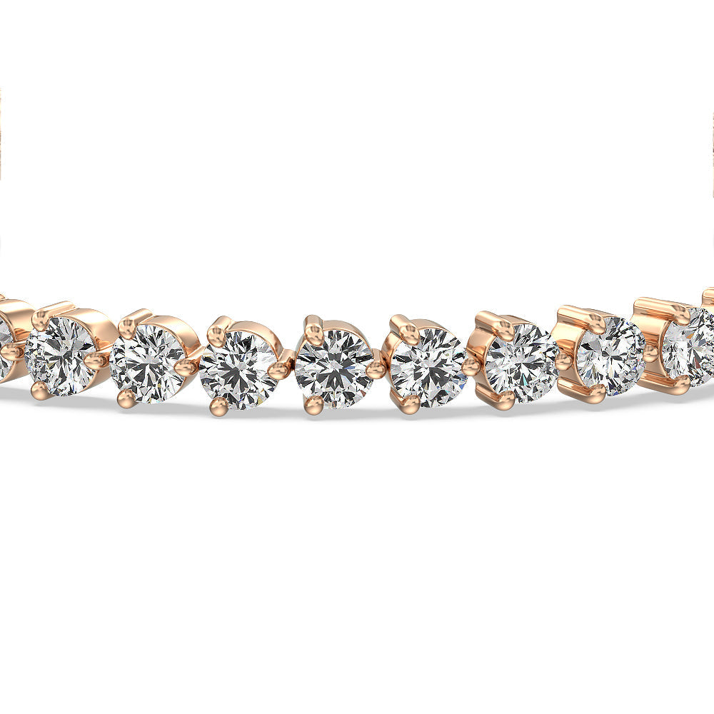 Three Prong Lab Diamond Tennis Bracelet with 12 Cut Diamond in 14KT Rose Gold view 4
