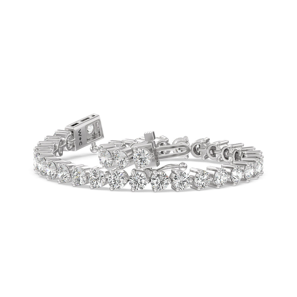 Three Prong Lab Diamond Tennis Bracelet with 12 Cut Diamond in 14KT White Gold view 3
