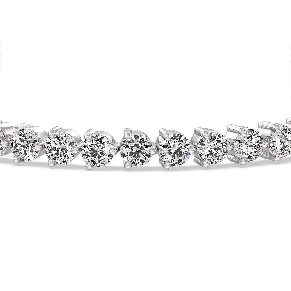 Three Prong Lab Diamond Tennis Bracelet with 12 Cut Diamond in 14KT White Gold view 4
