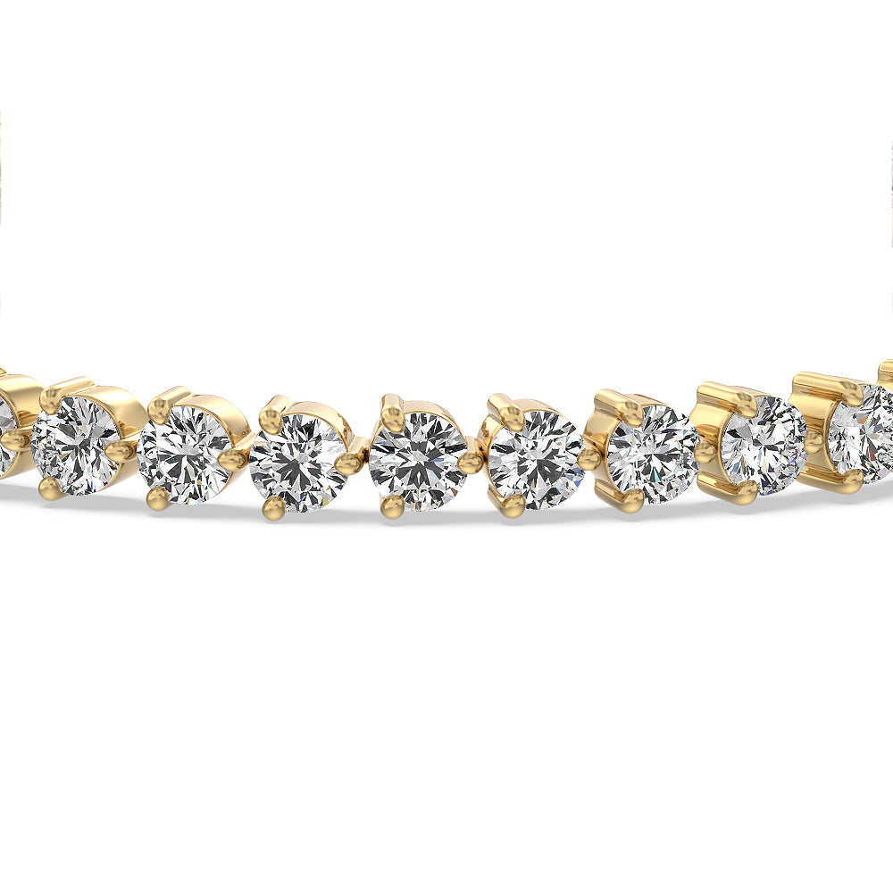 Three Prong Lab Diamond Tennis Bracelet with 12 Cut Diamond in 14KT Yellow Gold view 4
