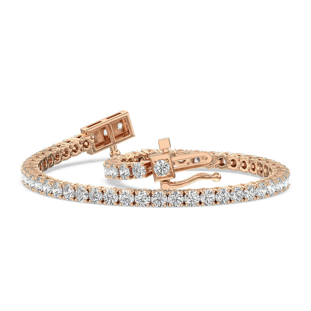 Four Prong Lab Diamond Tennis Bracelet with 5 Cut Diamond in 14KT Rose Gold view 2
