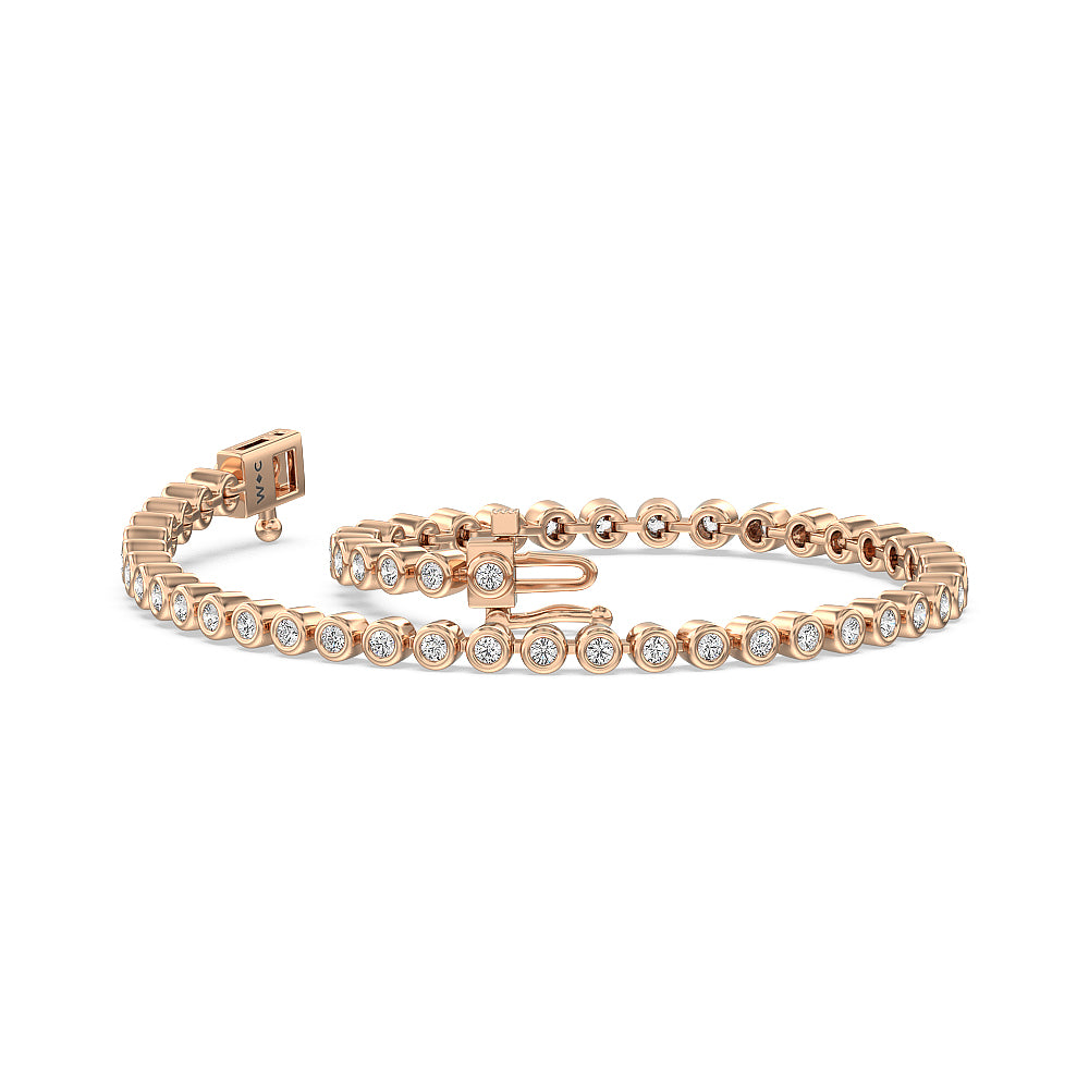 Bezel Lab Diamond Tennis Bracelet with 1 3/4 Cut Diamond in 14KT Rose Gold view 2
