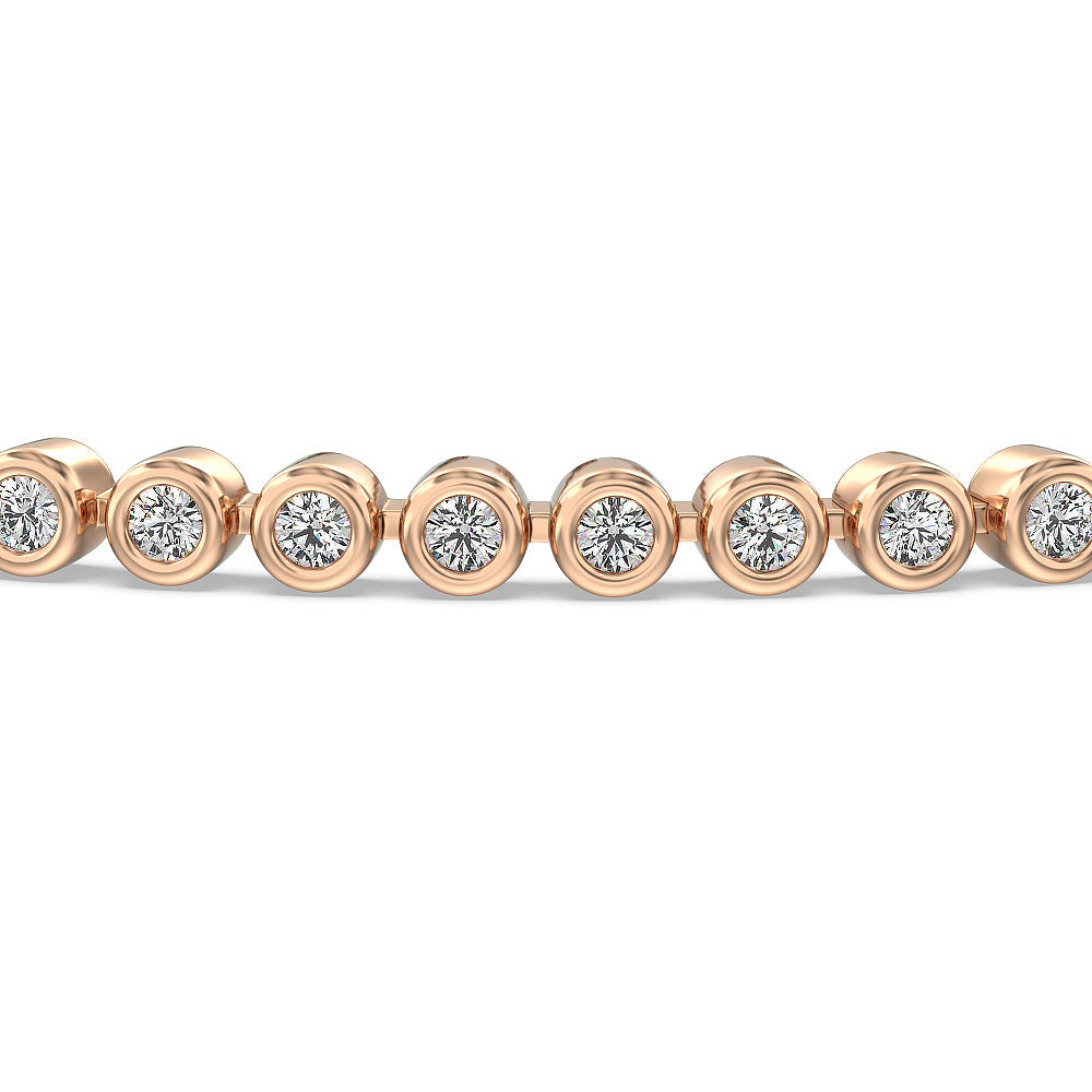 Bezel Lab Diamond Tennis Bracelet with 1 3/4 Cut Diamond in 14KT Rose Gold view 3
