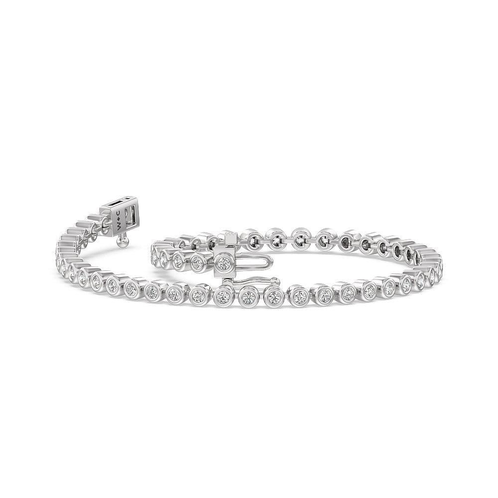 Bezel Lab Diamond Tennis Bracelet with 1 3/4 Cut Diamond in 14KT White Gold view 2
