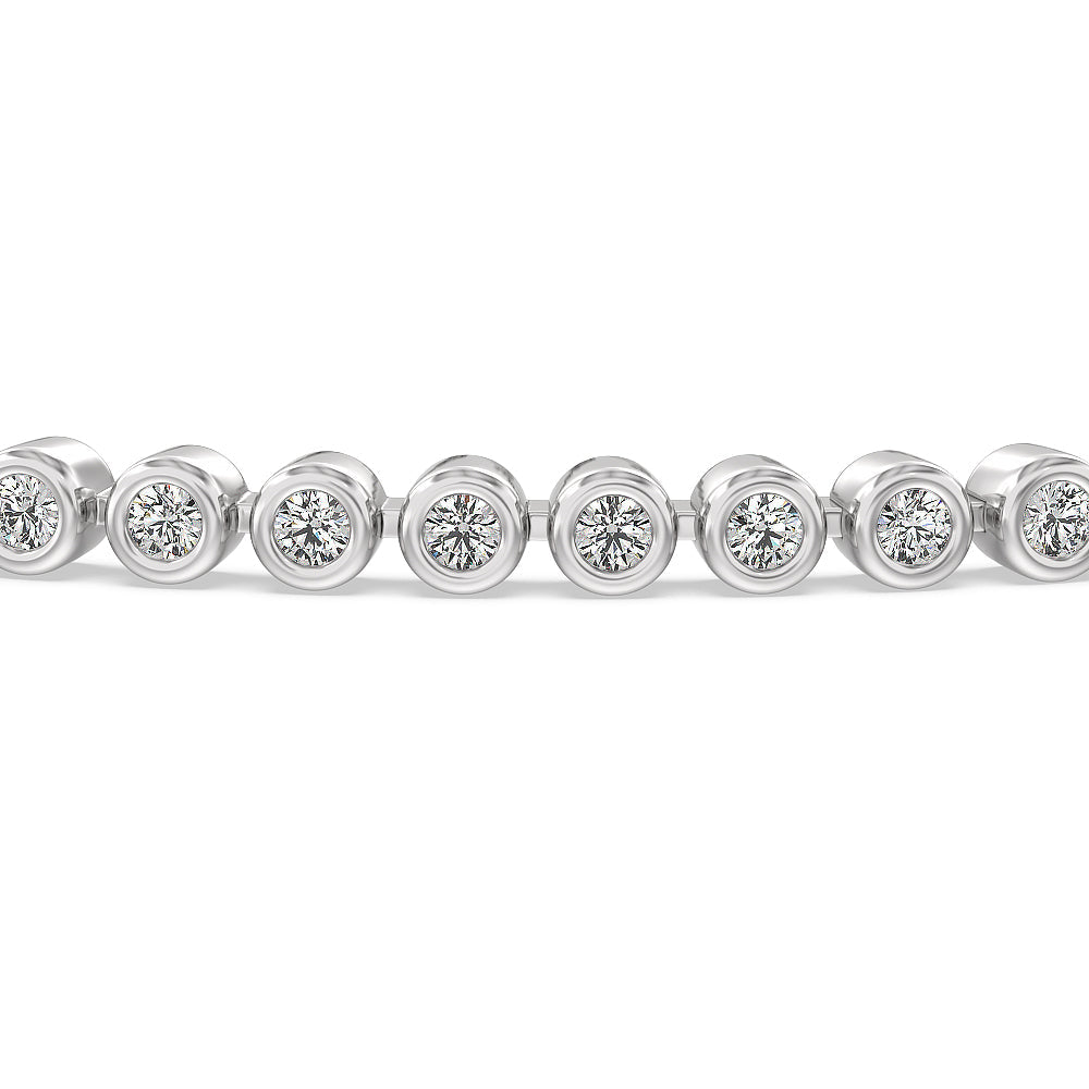 Bezel Lab Diamond Tennis Bracelet with 1 3/4 Cut Diamond in 14KT White Gold view 3
