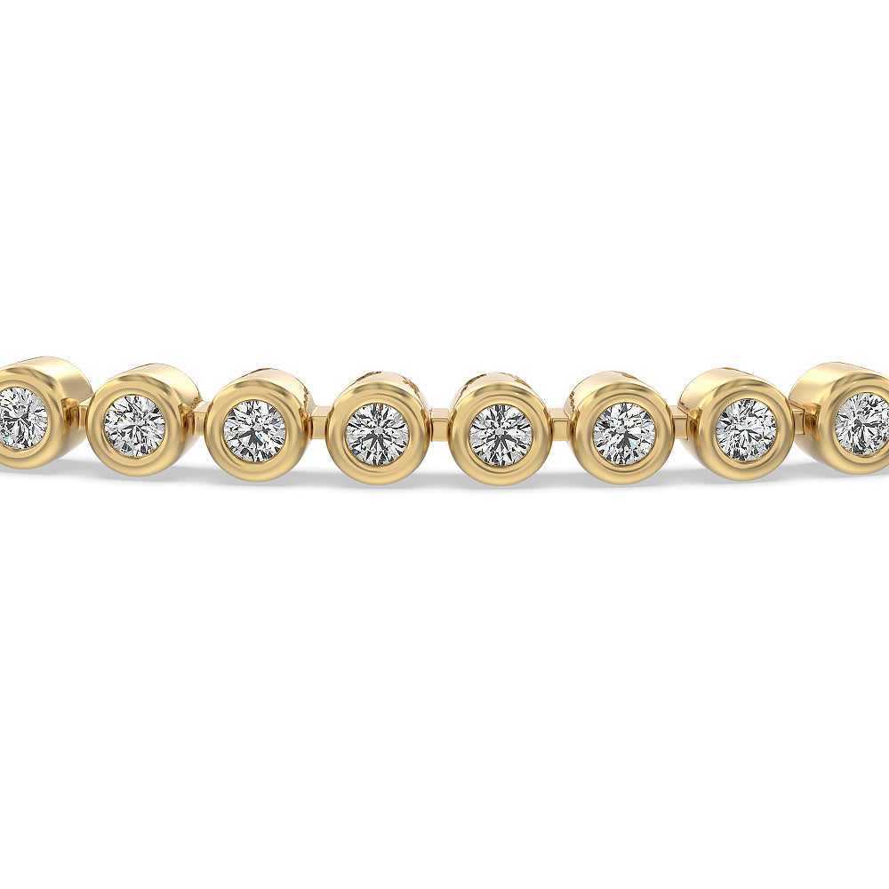 Bezel Lab Diamond Tennis Bracelet with 1 3/4 Cut Diamond in 14KT Yellow Gold view 3
