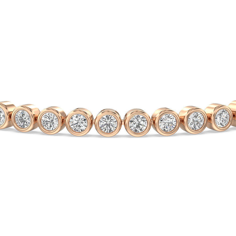 Bezel Lab Diamond Tennis Bracelet with 6 Cut Diamond in 14KT Rose Gold view 3
