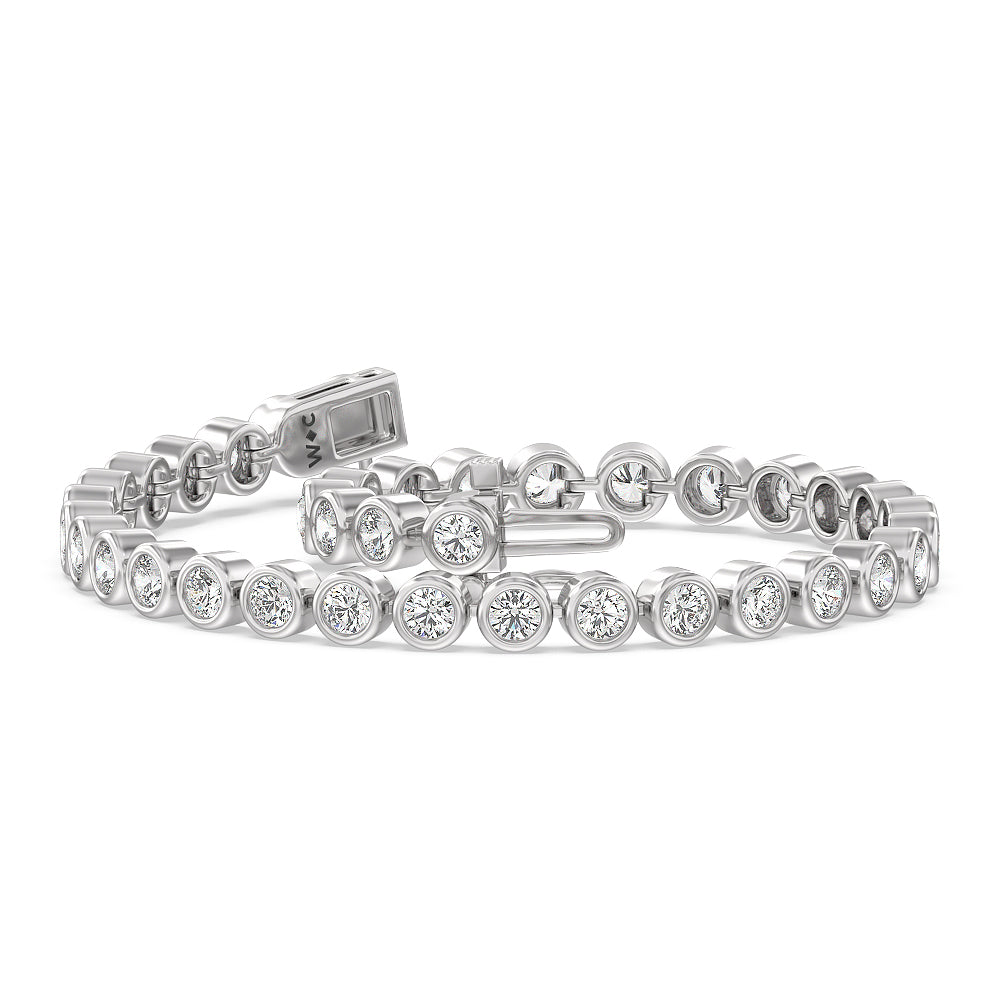Bezel Lab Diamond Tennis Bracelet with 6 Cut Diamond in 14KT White Gold view 2
