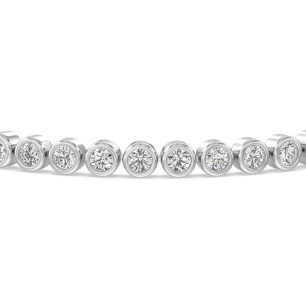 Bezel Lab Diamond Tennis Bracelet with 6 Cut Diamond in 14KT White Gold view 3
