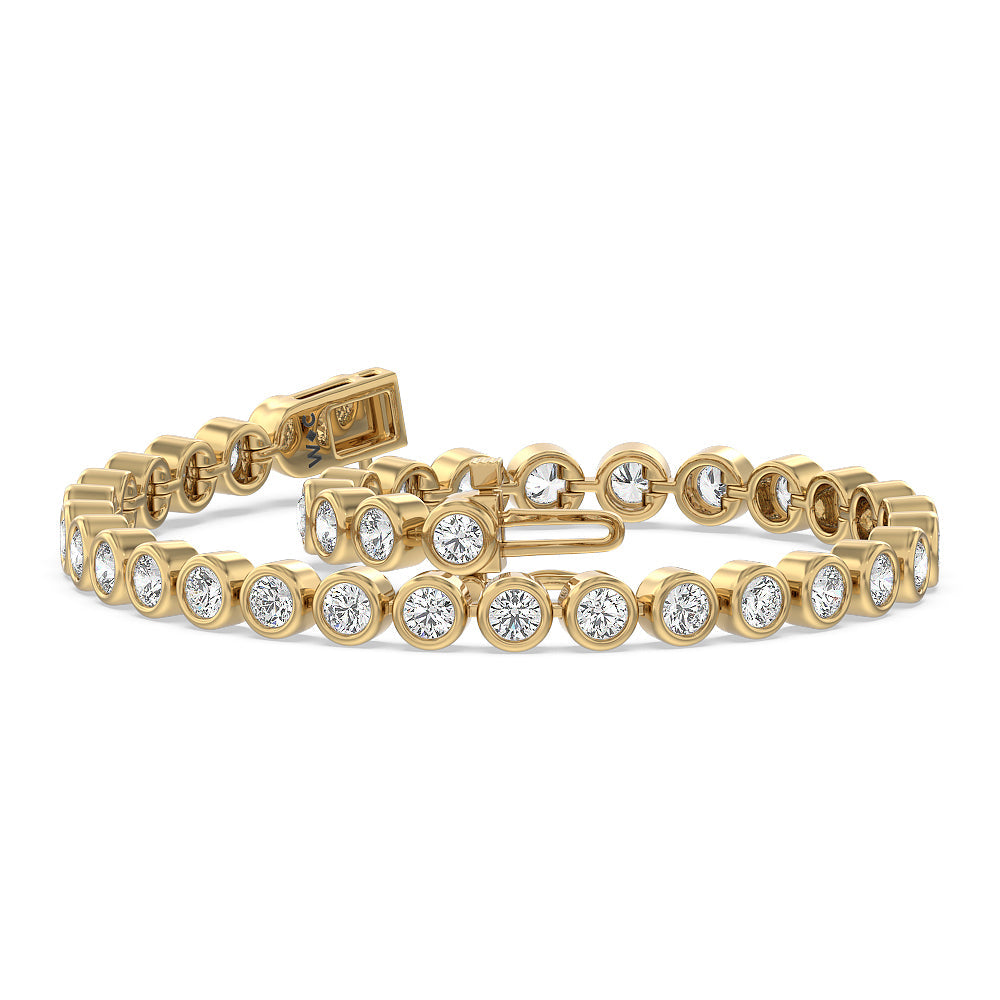 Bezel Lab Diamond Tennis Bracelet with 6 Cut Diamond in 14KT Yellow Gold view 2
