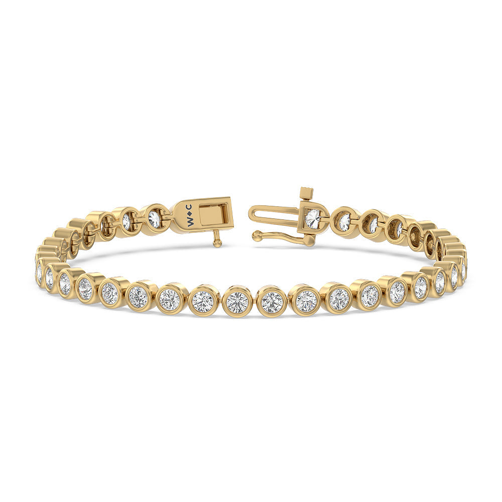 Bezel Lab Diamond Tennis Bracelet with 6 Cut Diamond in 14KT Yellow Gold view 1
