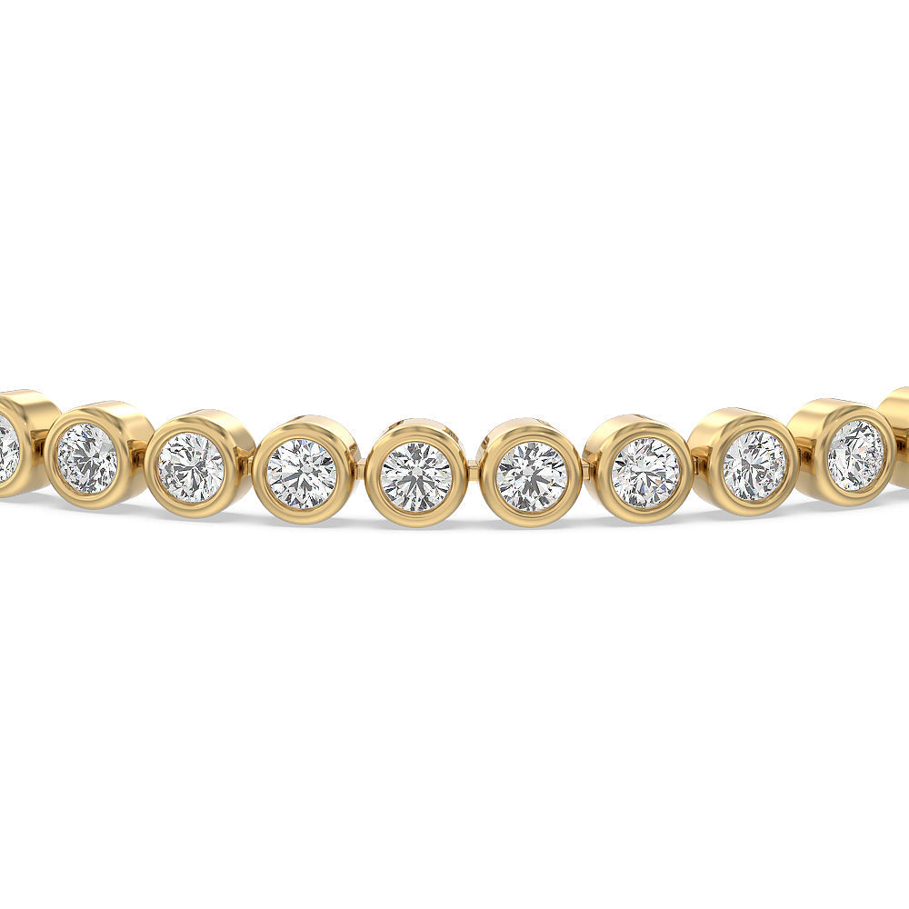 Bezel Lab Diamond Tennis Bracelet with 6 Cut Diamond in 14KT Yellow Gold view 3
