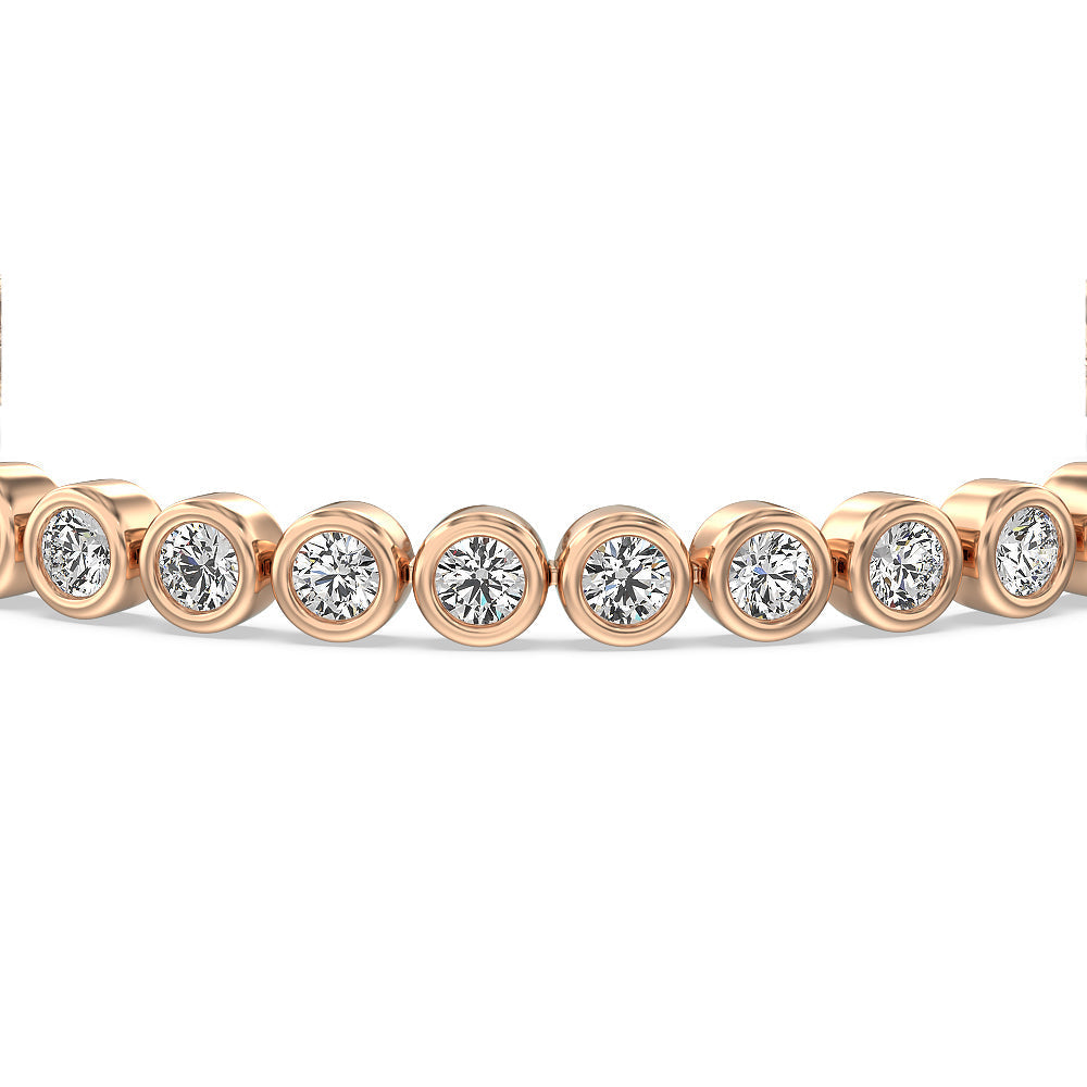 Bezel Lab Diamond Tennis Bracelet with 9 Cut Diamond in 14KT Rose Gold view 3
