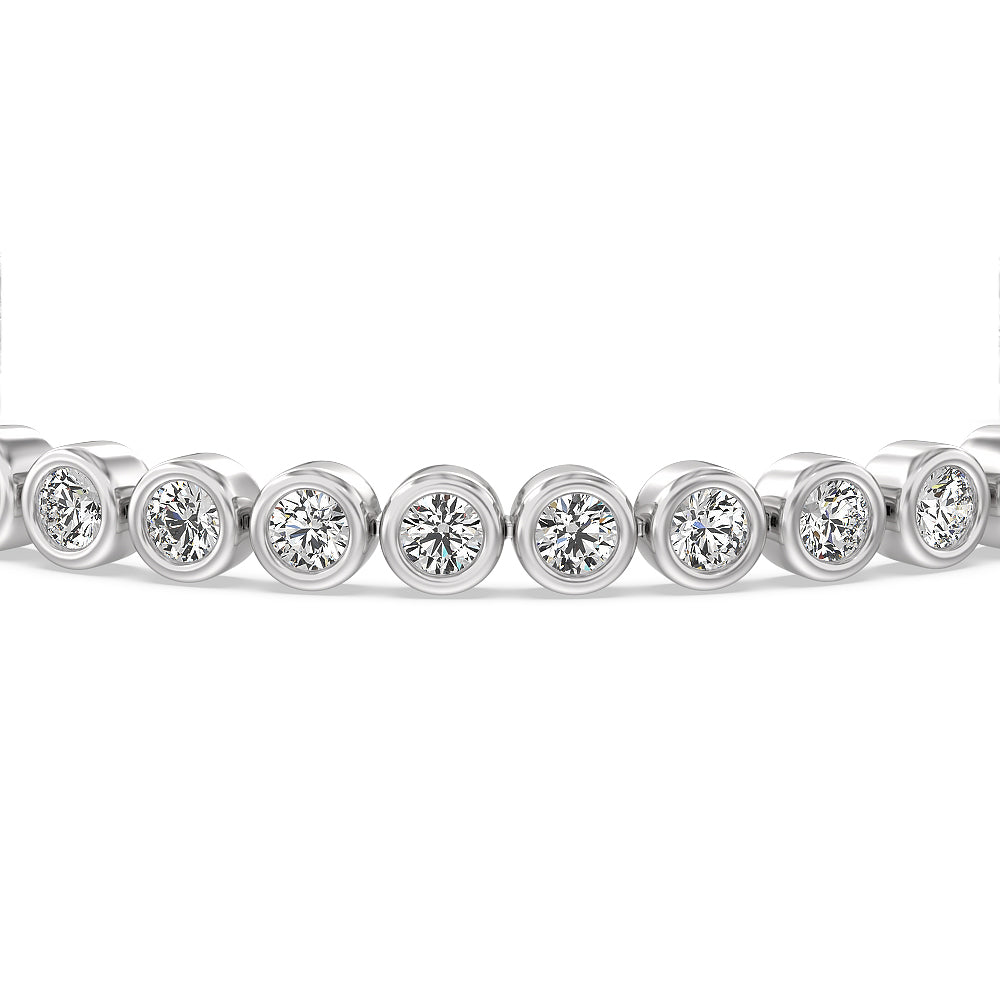 Bezel Lab Diamond Tennis Bracelet with 9 Cut Diamond in 14KT White Gold view 3
