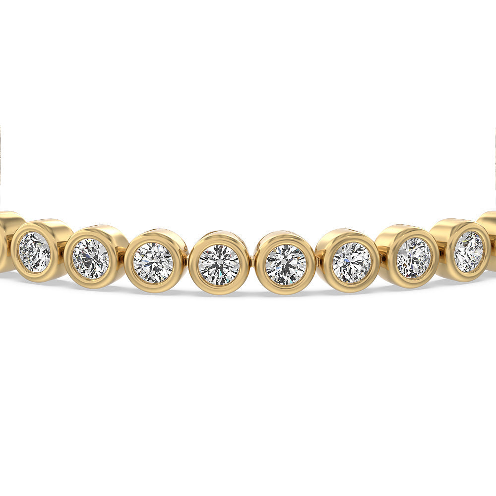 Bezel Lab Diamond Tennis Bracelet with 9 Cut Diamond in 14KT Yellow Gold view 3
