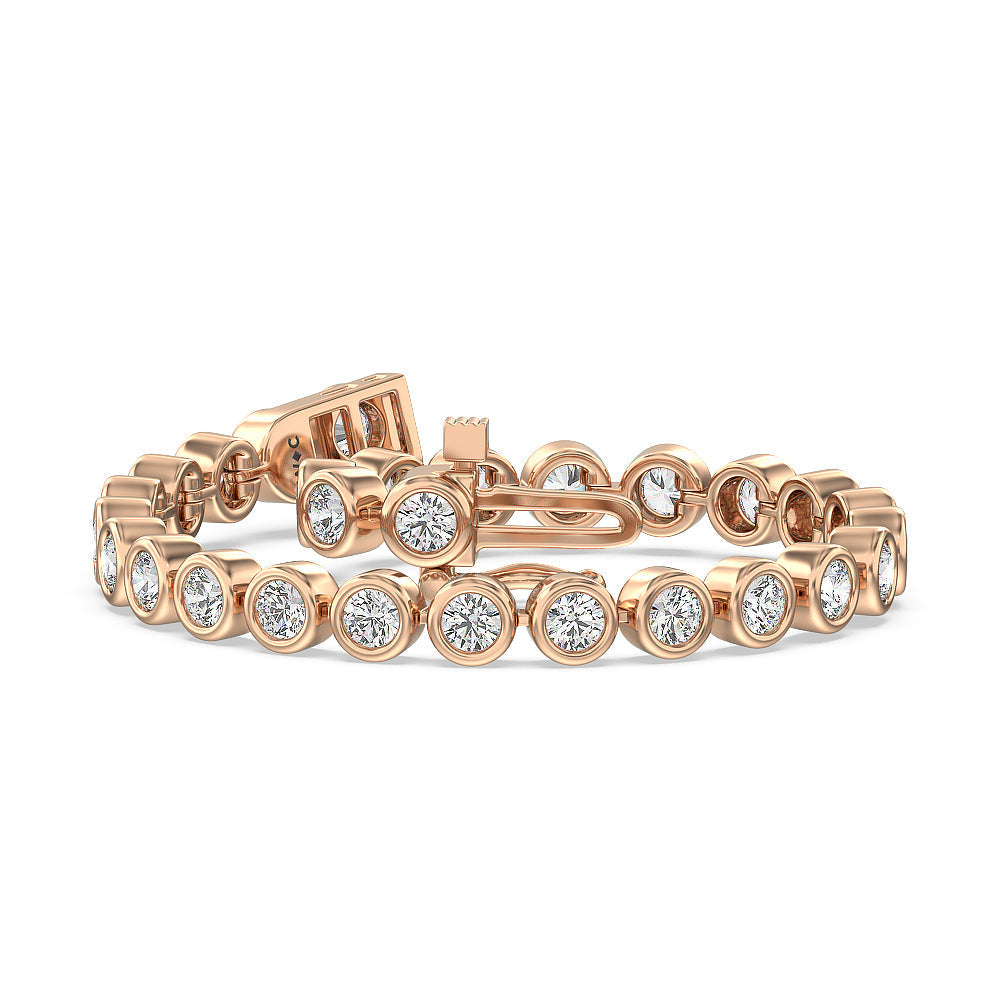 Bezel Lab Diamond Tennis Bracelet with 10 Cut Diamond in 14KT Rose Gold view 2
