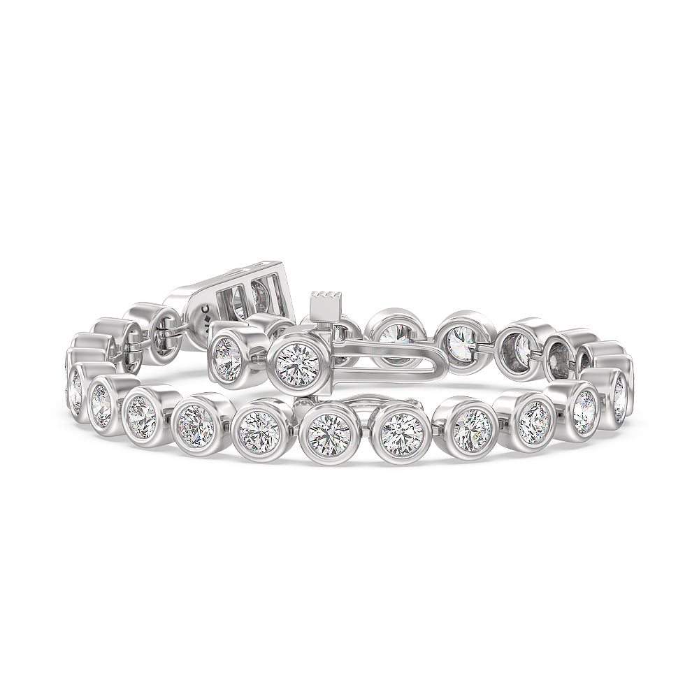 Bezel Lab Diamond Tennis Bracelet with 10 Cut Diamond in 14KT White Gold view 2
